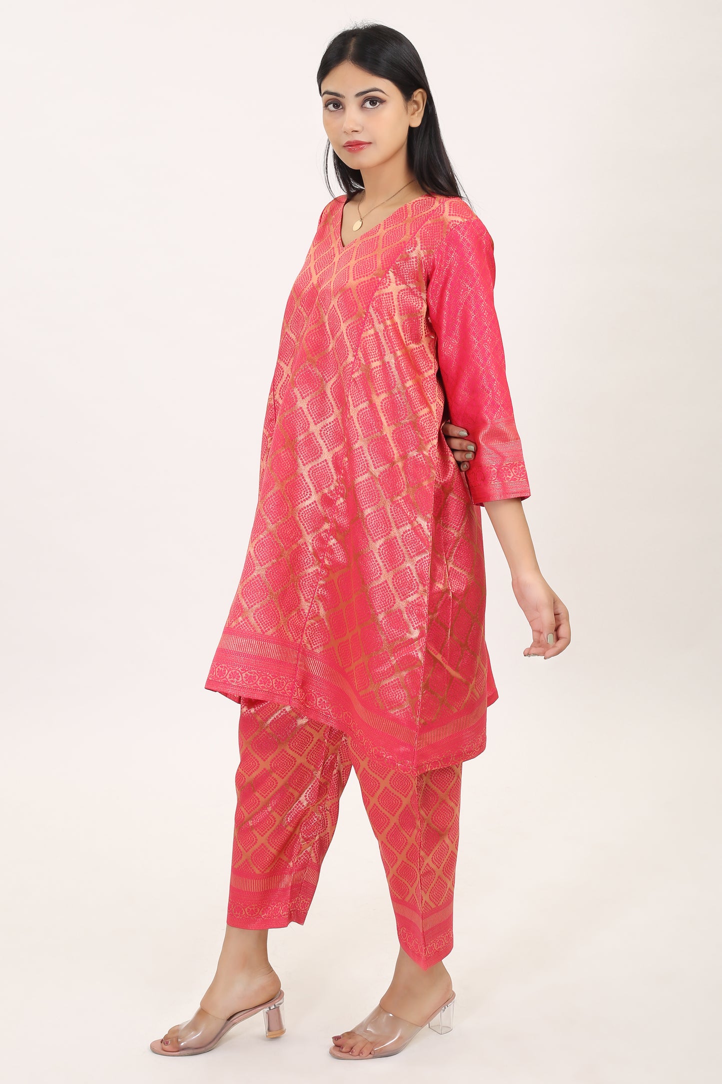 GULAAL: Handwoven silk zari brocade women kurta set - SIMPLY KITSCH