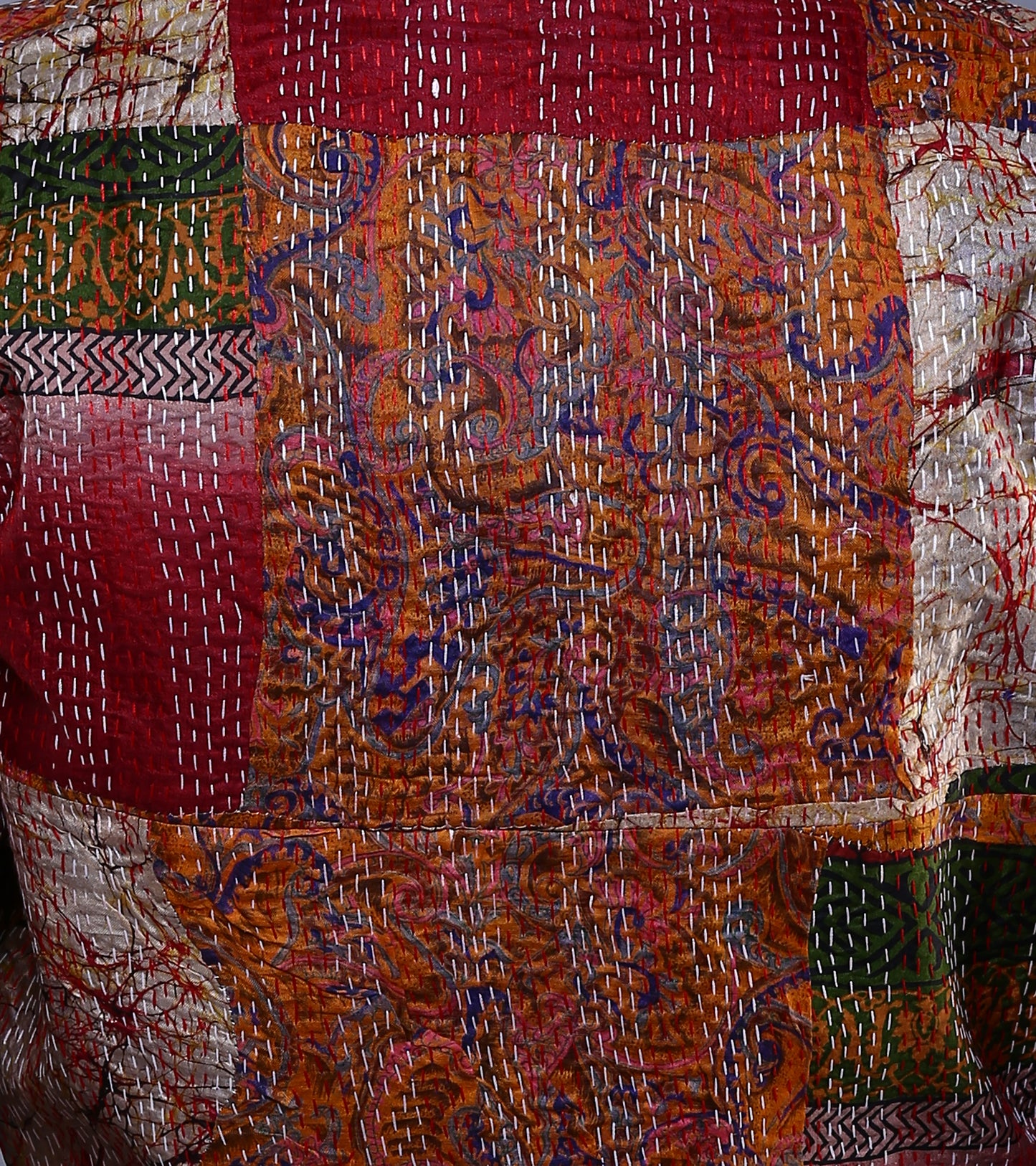 RANGREZ: Vintage silk kantha embroidered shrug - SIMPLY KITSCH