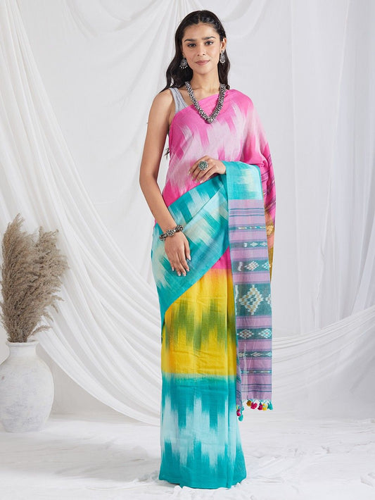 SATRANGI: Handloom cotton Ikat saree - SIMPLY KITSCH