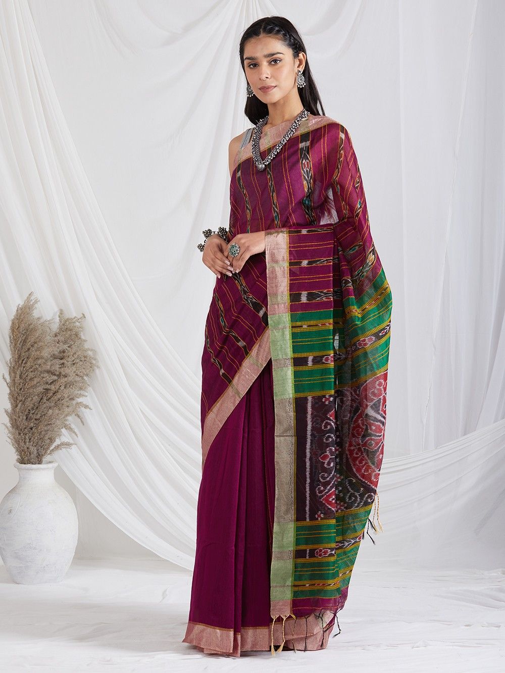 ARGAVANI: Handloom cotton silk Sambhalpuri Ikat saree - SIMPLY KITSCH