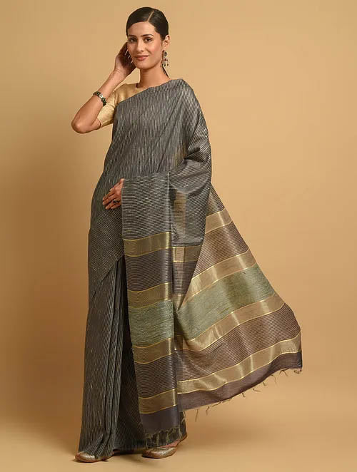 KAALI: Handwoven Bhagalpuri silk zari saree