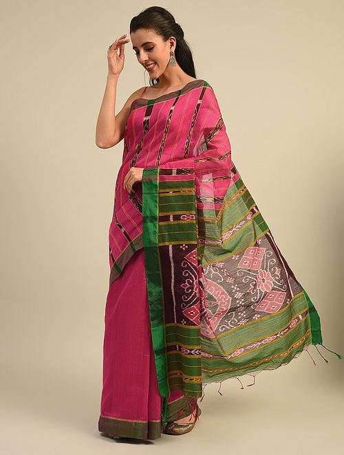 NARANGI: Handloom cotton silk Sambhalpuri Ikat saree - SIMPLY KITSCH