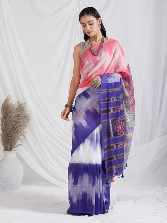 SEHER: Handloom cotton Ikat saree - SIMPLY KITSCH