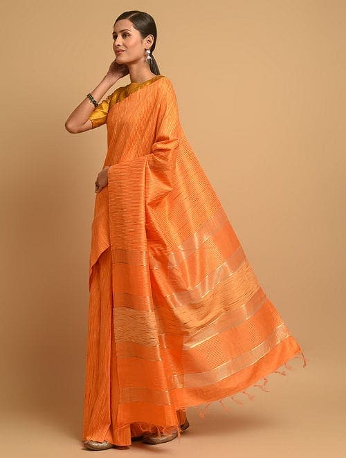 NAARANGI: Handwoven Bhagalpuri silk zari saree