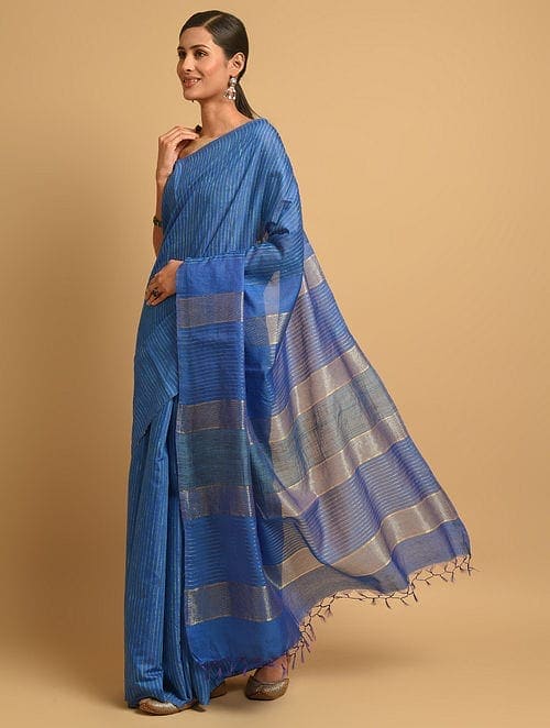 NEEL: Handwoven Bhagalpuri silk zari saree - SIMPLY KITSCH