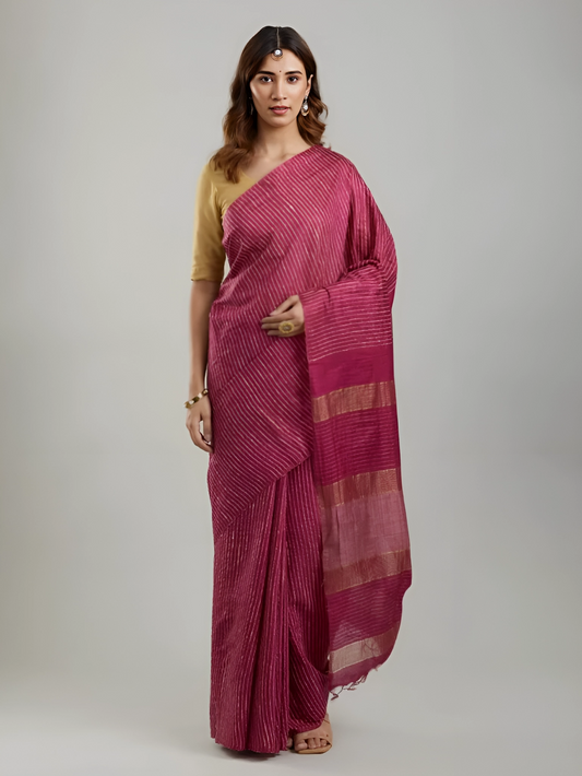 DHARA: Handwoven Bhagalpuri silk zari saree